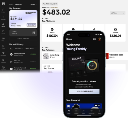 UnitedMasters Debut+ Desktop & Mobile UI