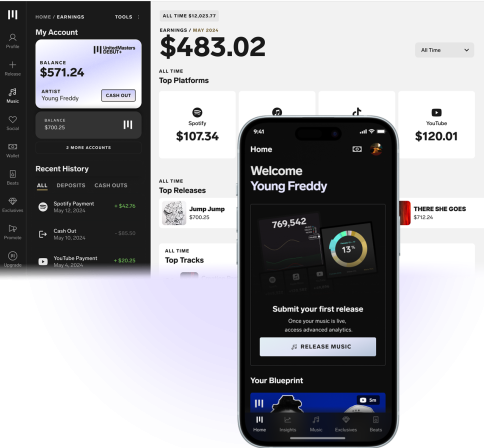 UnitedMasters Debut+ Desktop & Mobile UI